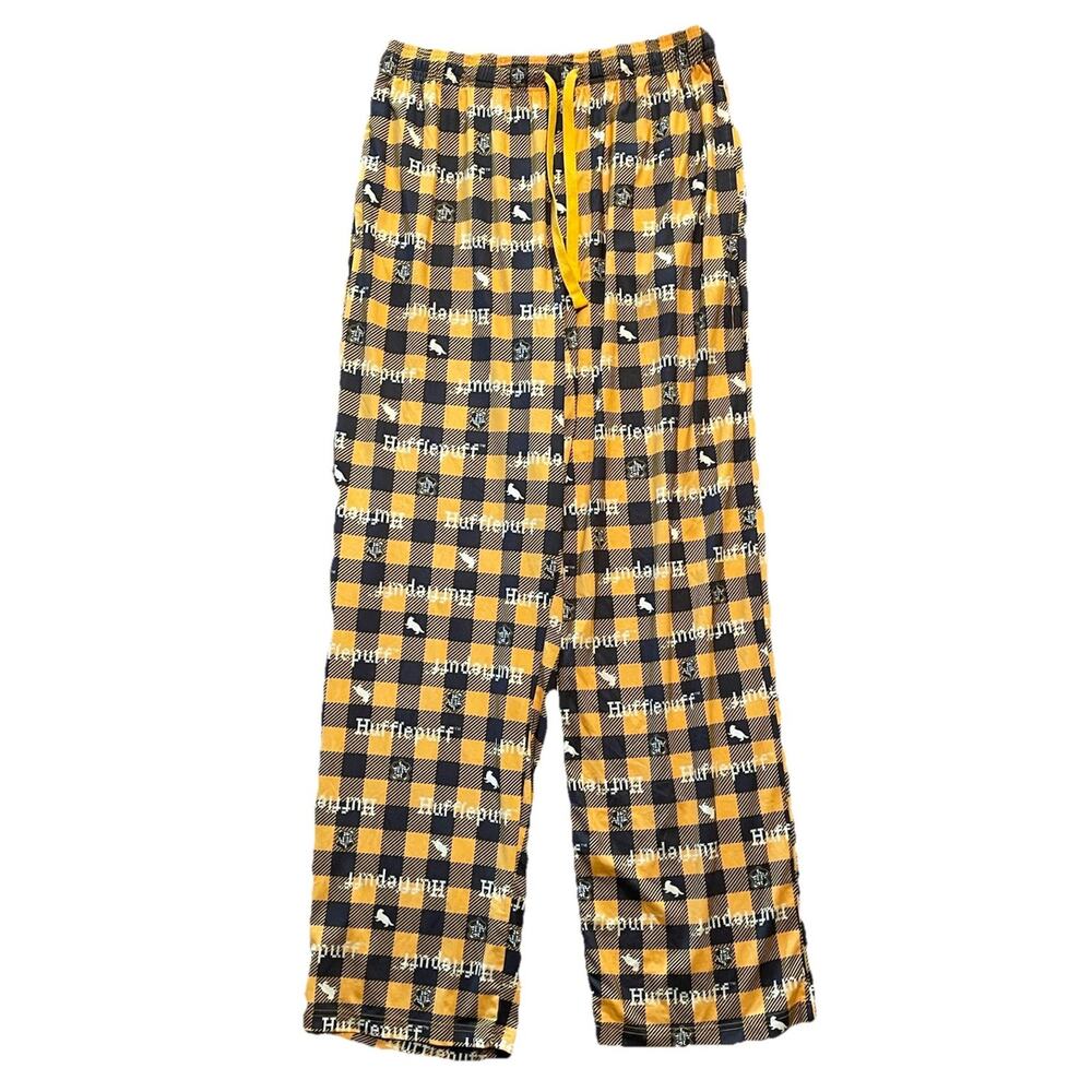 Hot Topic Harry Potter Mens L Yellow Plaid Hufflepuff Pajama Lounge Pants